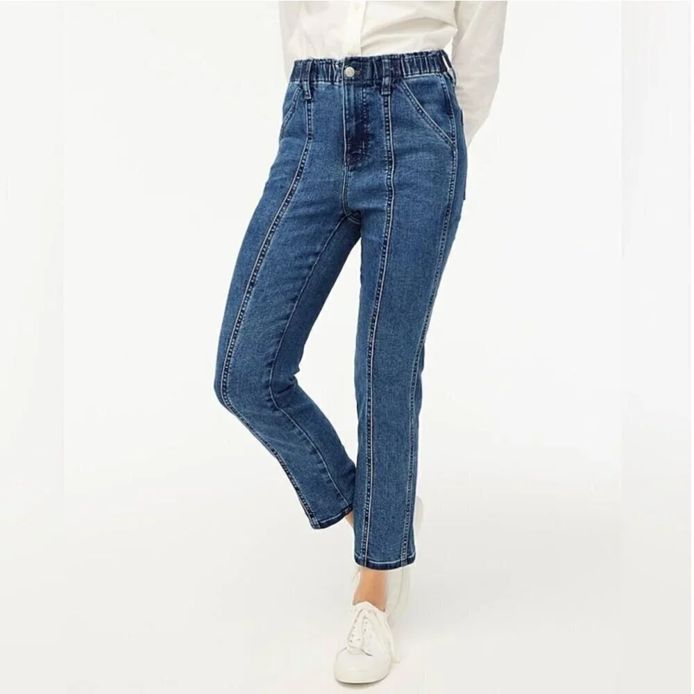 J.Crew Denim Barrel Pants Tapered Leg Medium Wash Blue Size 8 / 29
